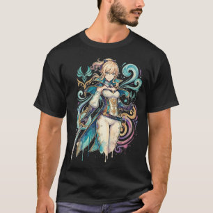 Camiseta Genshin Impact Jean Gunnhildr Cabelo Loiro Olho Ci