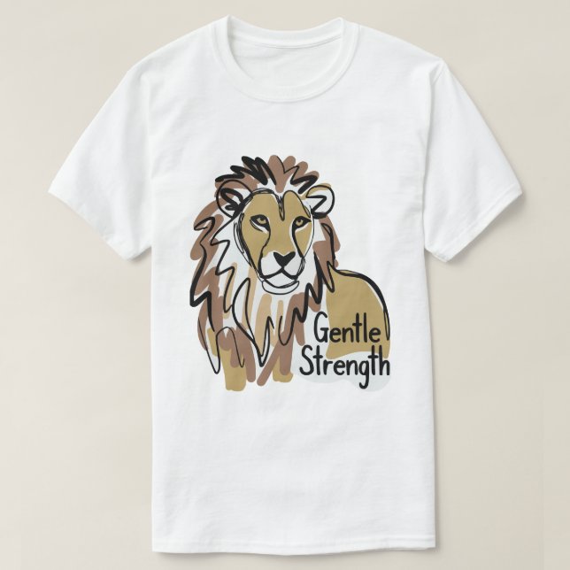 Camiseta gentle strength lion (Frente do Design)