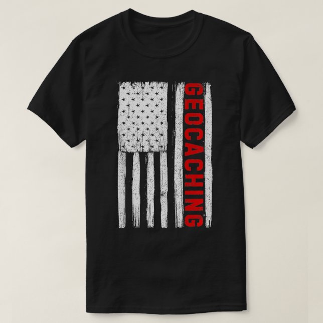Camiseta Geocaching American Flag USA Patriótico Geocache T (Frente do Design)