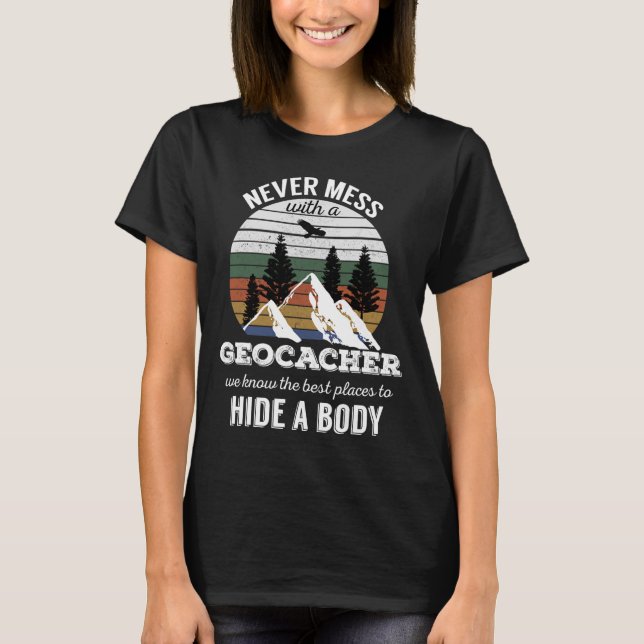Camiseta Geocaching T Shirt Nunca Mora Com Geocacher Men W (Frente)