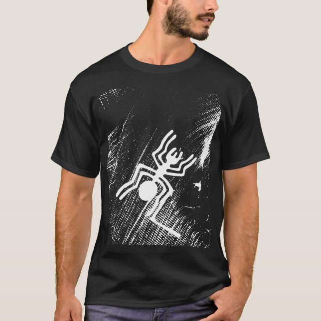 Camiseta Geoglifos das Linhas Nazcas - Aranha Branca Antiga (Frente)