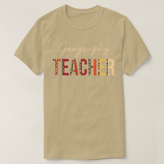 Camiseta Geography Teacher leopard Fall Autumn Lovers Thank (Frente do Design)