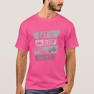 Camiseta Geologia Engraçado Dormir Coleta Rochas Repetem Ro