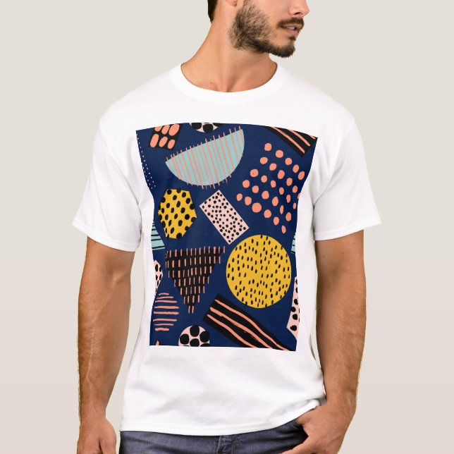 Camiseta Geometria divertida: padrão de multicores de Abstr (Frente)