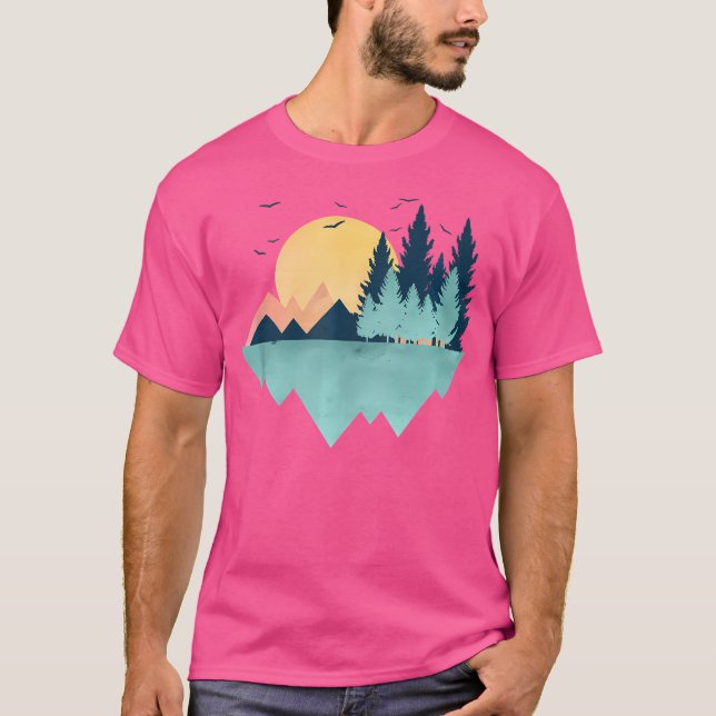 Camiseta Geometria Geométrica da Montanha Funny Abstrato Ge (Frente)