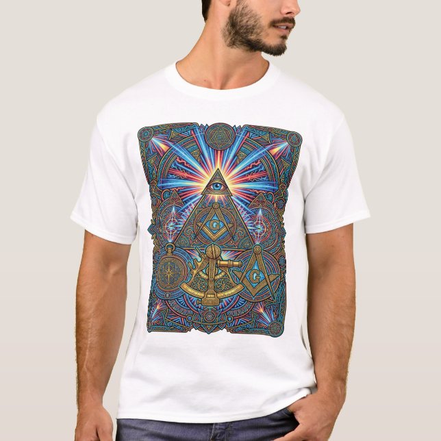 Camiseta Geometria Maçônica Neon (Frente)