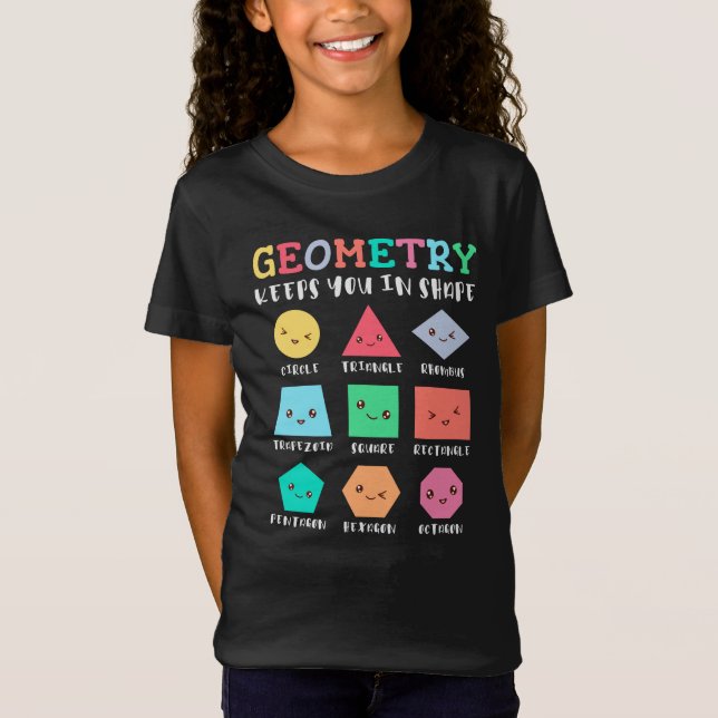 Camiseta Geometria mantém você em forma, formas geométricas (Frente)