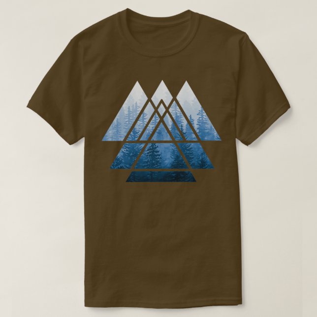 Camiseta Geometria Sagrada Triângulos Misty Forest Blues 1 (Frente do Design)