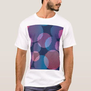 Camiseta Geometria Tropical: Design violeta e rosa noturno