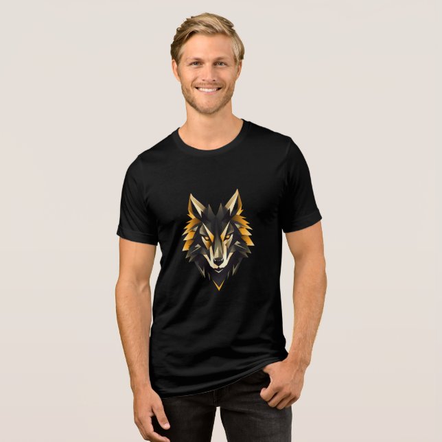 Camiseta Geometric Fierce Wolf Head Design (Frente Completa)