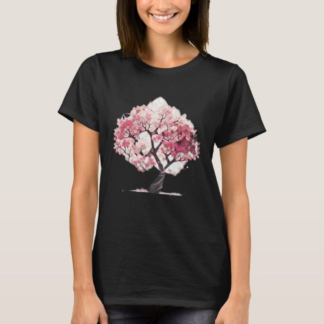 Camiseta Geometric Harmony of Spring Cherry Blossom Tree of (Frente)