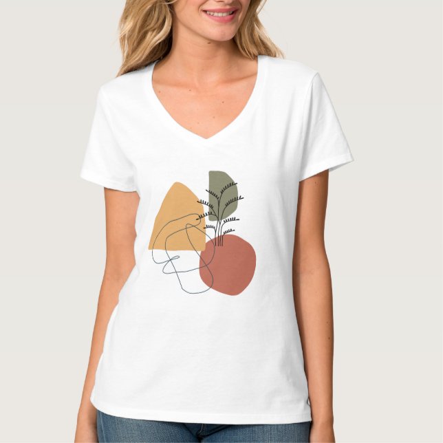 Camiseta Geométrica,abstrato,mínima,moderna,pastel,planta (Frente)