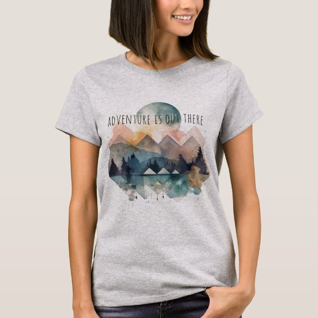 Camiseta geométrica das mulheres da montanha abstr (Frente)