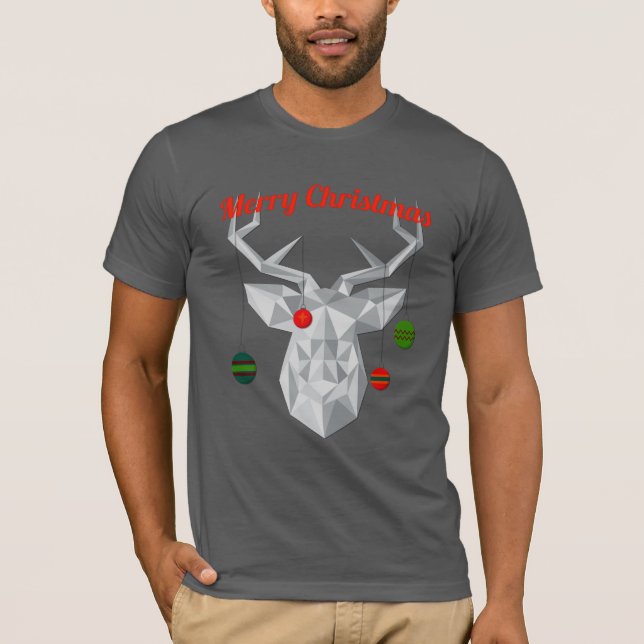 Camiseta geométrica das renas de Natal (Frente)
