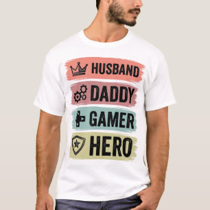 Camiseta Geométrica Vintage Marido Papai Gamer Her