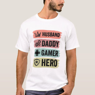 Camiseta Geométrica Vintage Marido Papai Gamer Her