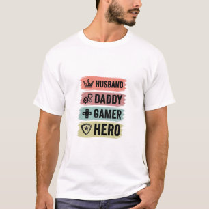 Camiseta Geométrica Vintage Marido Papai Gamer Her