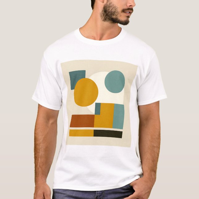 Camiseta Geométrico Abstrato Meados do Século Moderno (Frente)