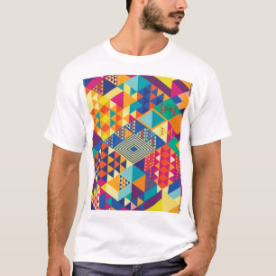 Camiseta Geométrico, abstrato, padrão de colheita.