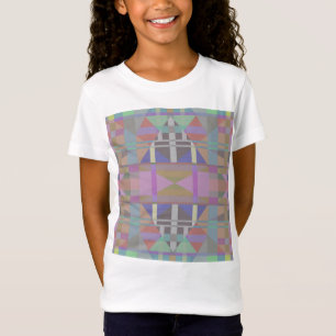 Camiseta Geométrico Cor-de-Rosa Verde