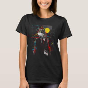 Camiseta Geométrico do lobo, motif animal de arte, lobo