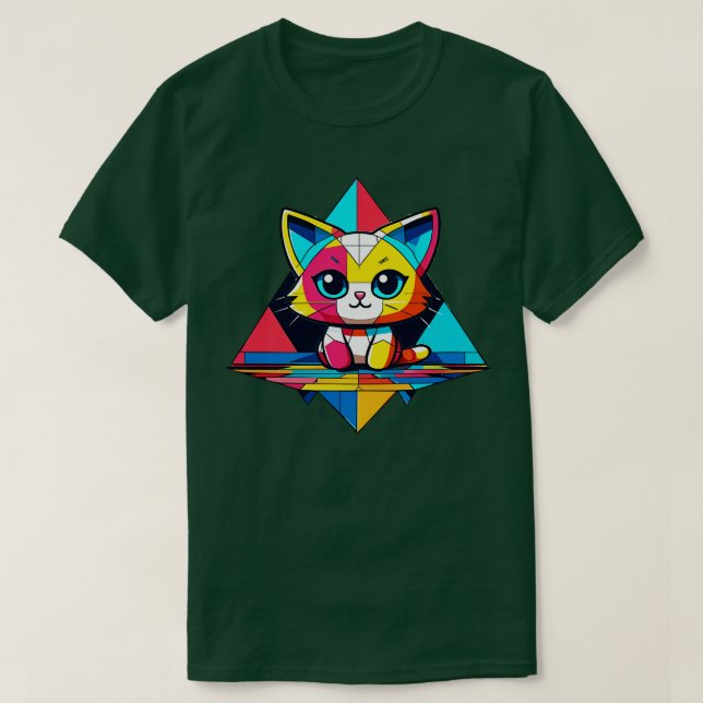 Camiseta Geométrico Gato (Frente do Design)