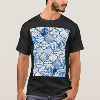 Camiseta Geométrico marroquino, padrão sem costura de aquar