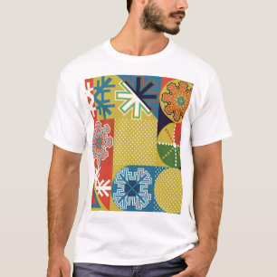 Camiseta Geométrico Multicolorido: Fundo do Floco de Neve L