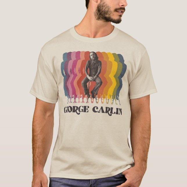 Camiseta George Carlin Comedian 70s Estilo Retro Fade (Frente)