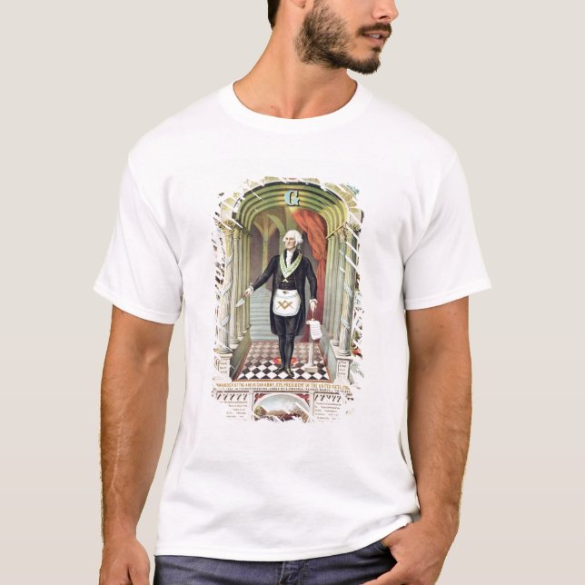 Camiseta George Washington como um Freemason (Frente)