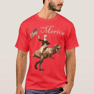 Camiseta George Washington dirigindo um Tiranossauro é 'Mer