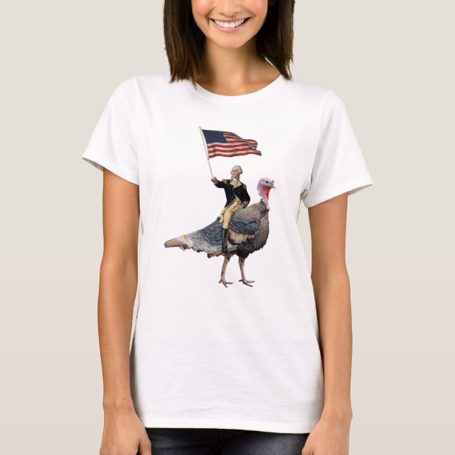 Camiseta George Washington Dirigindo Uma Ação De Graças Na  (Frente)