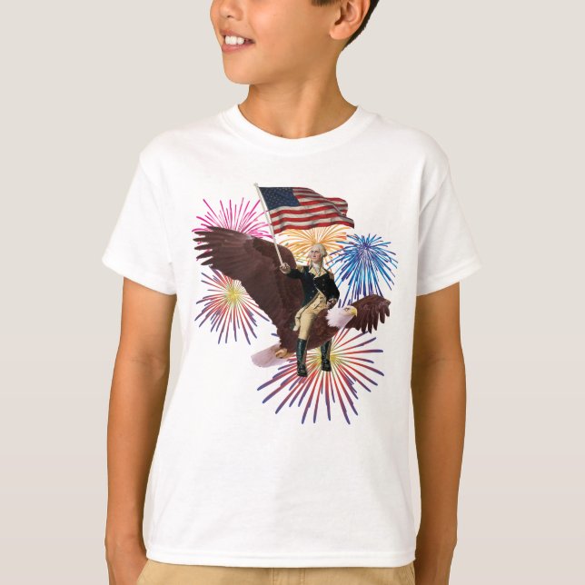 Camiseta George Washington dirigindo uma águia com uma band (Frente)