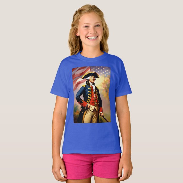Camiseta George Washington em roupa de guerra (Frente Completa)