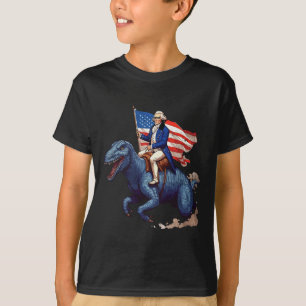 Camiseta George Washington Engraçado Montando Um Tyrannosau