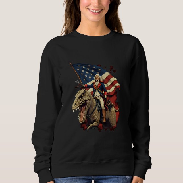 Camiseta George Washington on a Dinosaur on July 4th Indepe (Frente)