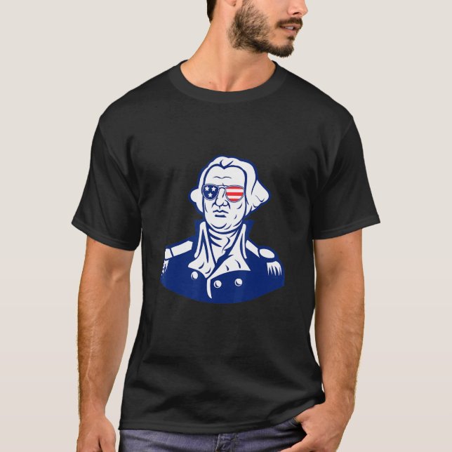 Camiseta George Washington Vestindo Óculos De Sol Com Bande (Frente)