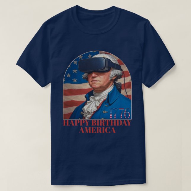 Camiseta George Washington VR engraçado Feliz aniversário A (Frente do Design)