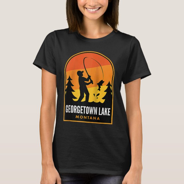 Camiseta Georgetown Lake Montana Pesca Raglan (Frente)