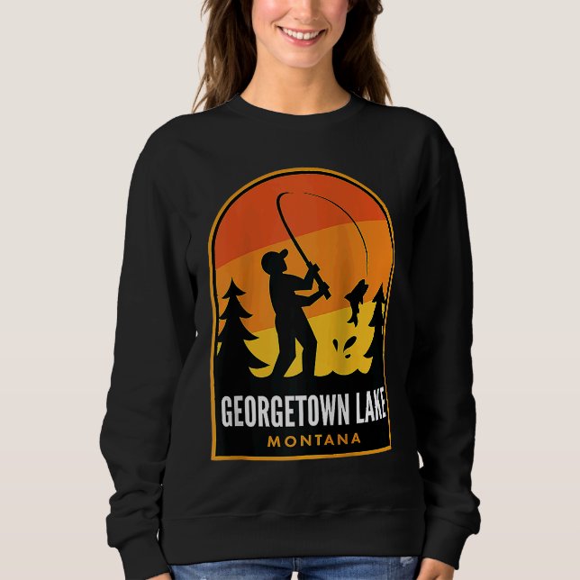 Camiseta Georgetown Lake Montana Pesca Raglan (Frente)