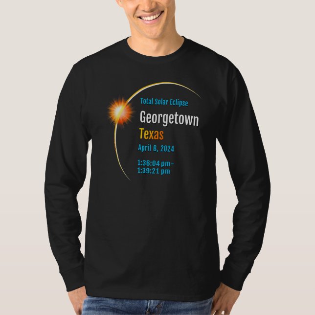 Camiseta Georgetown Texas Tx Eclipse Total do Sol 2024 1 (Frente)