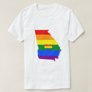Camiseta Georgia Orgulho gay Rainbow Flag Heart GLBTQ Desig
