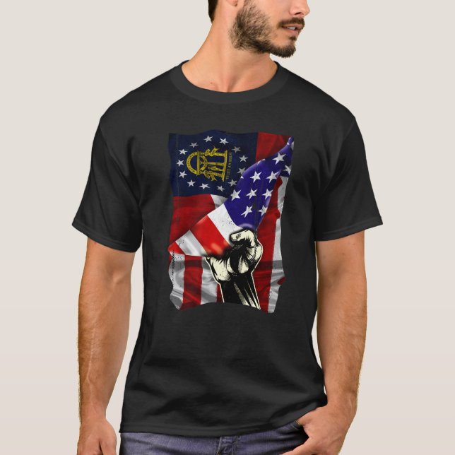Camiseta Georgia State Flag Distressed US American Patrioti (Frente)