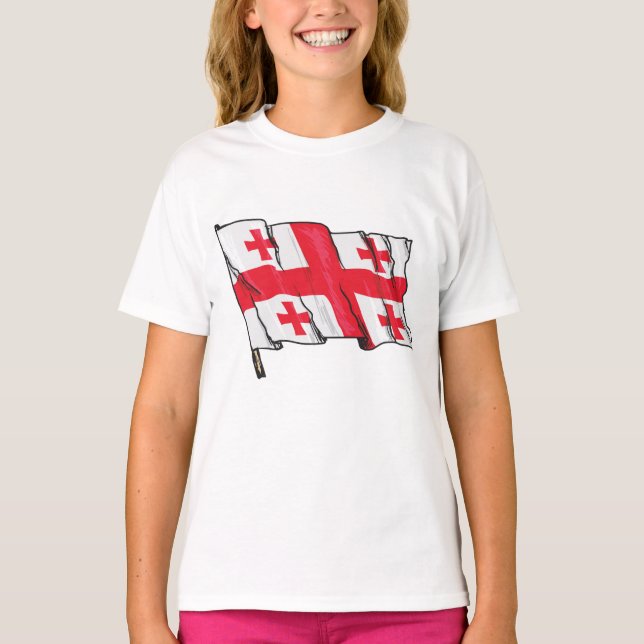 Camiseta Georgian Flag Red and White Cross (Frente)