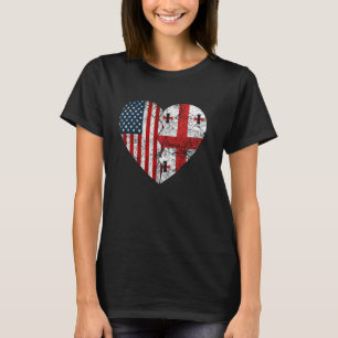 Camiseta Georgiano Americano Flags Heart Estados Unidos Geo