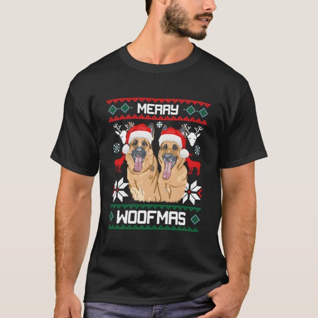 Camiseta Ger Shepherd Feliz Woofmas para (Frente)