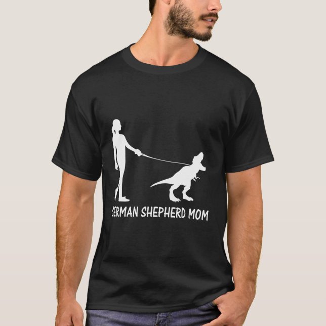 Camiseta Ger Shepherd Mãe Dinossaur Proprietários do Gsd Tr (Frente)
