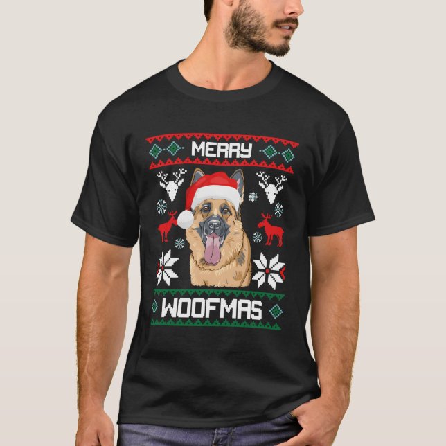 Camiseta Ger Shepherd Para Feliz Woofmas (Frente)