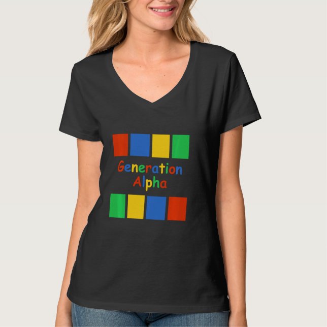 Camiseta Geração de blocos coloridos Alpha (Frente)