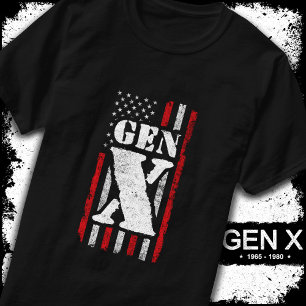 Camiseta Geração Orgulhosa X Gen Xer American Flag Gen X